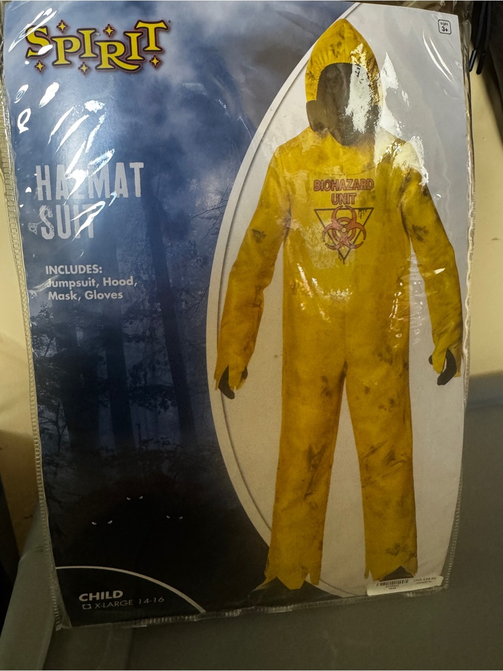 Spirit Yellow Biohazard Unit Kids Hazmat Costume with Hood